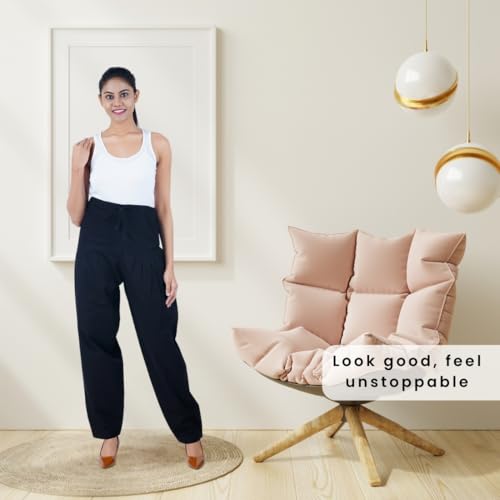 Image of Happy Bunny Salwar Pant - Modern Style Pure Cotton for Women - Ethnic Semi Patiala Trouser - Office,Home - All Day Comfort Wear with Drawstring