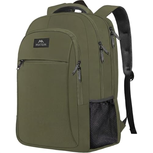 Image of MATEIN 15.6 Inch Travel Laptop Backpack, Sturdy Computer Backpack for Women Men with USB Charging Port, Lightweight Fashion Water Resistant Traveling Backpack Casual Daypack for College Offic, Green