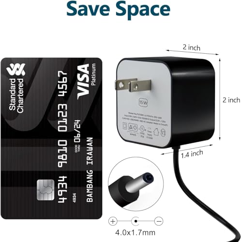 ZTTXL Adaptador de alimentação de 15 W para Echo Dot 3ª geração, Echo Dot (3ª/4ª geração) com relógi