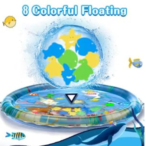 Image of Mashes 100 X 100 Infant Toy Gift Activity Play Mat,Baby Infant Toddlers Inflatable Water Play Floor Mat Children Growth Activity Tool Tummy Time Baby Water Mat Infant Toy for Newborn Baby Boy Girl Round mat (100 X 100 CM Water Play Mat)