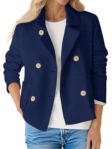 10 Best Double Breasted Blazers to Elevate Your Wardrobe Game 4 Fisoew Womens Cropped Double Breasted Cotton Blazer