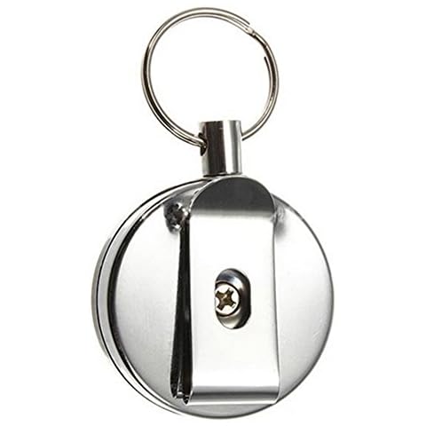 Retractable Metal Steel Recoil Ring Belt Clip Key Chain Cover