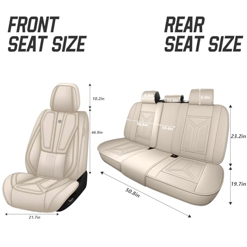 Image of Custom Car Seat Covers for Chevy Blazer 2019-2026,Easy Install,Beige | nappa leather seat protector,full coverage seat covers,all weather seat cover,waterproof,anti-slip,easy clean,5 seat Standard