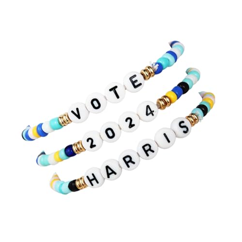 xuzhiyuan 3Pcs/Set Handmade 2024 Kamala Harris Seed Beads Bracelets Merch Kamala Harris Merchandise Bracelet President Vote Campaign for Harris Supporter-A