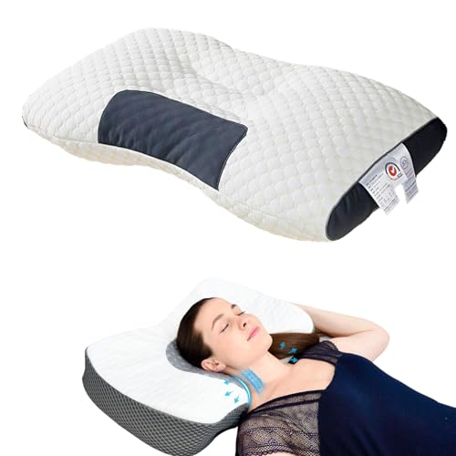 Yooje Anti Snoring Pillow - Ergonomic Contour Pillow for Better Breathing, Supportive Memory Foam, Cooling Cover, for Side and Back Sleepers (Medium pillow)