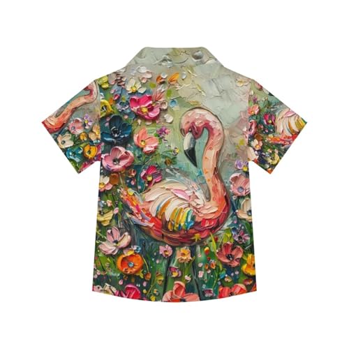 Image of PinUp Angel Funky Casual Hawaiian Shirt Kids Boys Girls Art Oil Painting Animal Pattern Short Sleeve Unisex Beach Shirt