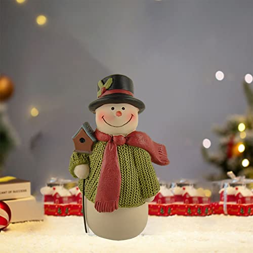 Snowman Decorations Christmas Figurines - Smiling Snowman Resin With Birds' House Figurines Christmas Tabletop Decorations,4.25” H #TOP1