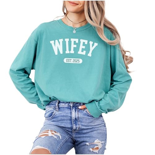 Wifey Year Est. Shirt – Custom Wedding Date Tee or Long Sleeve, Bride Gift, Anniversary Outfit, Honeymoon