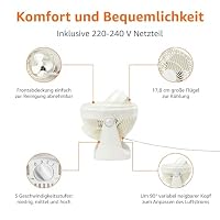 Amazon Basics Tisch-Ventilator tragbar, 18 cm, geräuscharme Kühlung, 3 Geschwindigkeiten, um 90° verstellbarer Winkel, Weiß, 15,49 x 27,3 x 27,69 cm – Ansicht 3