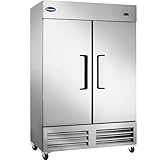 CHUMART 54' W Commercial Freezer with 2 door Stainless Steel 49 Cu. Ft Reach-in Freezer Auto-Defrost Fan Cooling Freezer for Restaurant, Commercial Kitchen, Shop, ETL Certification -10℉