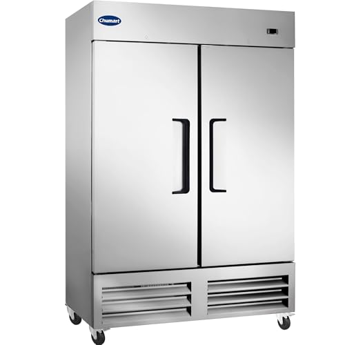 CHUMART 54' W Commercial Freezer with 2 door Stainless Steel 49 Cu. Ft Reach-in Freezer Auto-Defrost Fan Cooling Freezer for Restaurant, Commercial Kitchen, Shop, ETL Certification -10℉