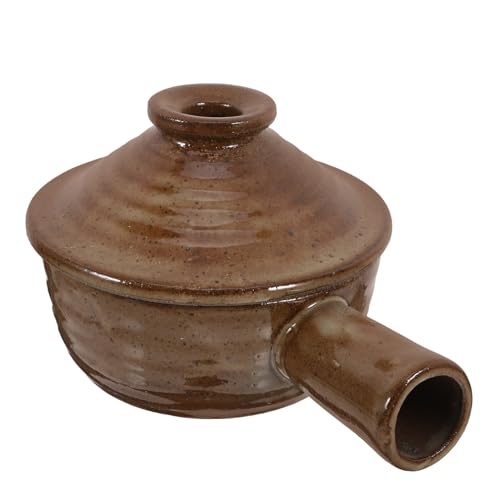 DOITOOL Cazuela de Barro Pequeña con Tapa Olla para Microondas Resistente al Calor Olla de Estofado Portátil para Sopa y Arroz Apta para Cocinar Vitrocerámica para Uso Doméstico