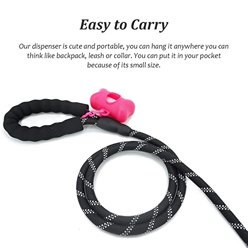 ZENVALY Dog Poop Bag Dispenser, Portable Waste Bags Holder With Leash Clip Attaches to Dog Leash, Dog Poop Pickup Bags Holder with 1 Roll Leak-Proof Poo Waste Bags, Pink - Image 5