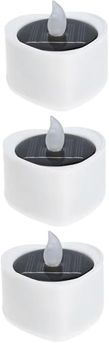 Uonlytech 3 unids Solar Vela Luz Solar para Exterior parpadeante Tealights Electric Led Vela Corazón Led Vela sin llama parpadeo Vela Césped Luz