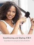 LANDOT Hair Straightening Brush Straightener - Negative Ion Ceramic Heated Hot Brush for Smooth & Frizz-Free Hair - Dual Voltage & 12 Temp Settings 250-450F fit All Hair Types - Rose Gold Flat Iron Comb
