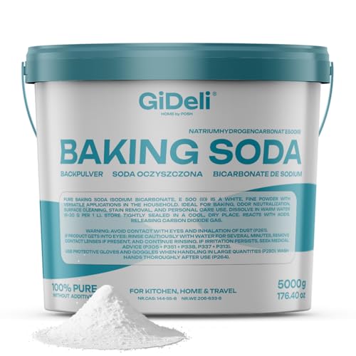 GiDeli - GiDeli Bicarbonate de sodium pur E500ii de qualité alimentaire, 5 kg, bicarbonate de soude sans additifs, polyvalent pour la cuisson, le nettoyage, neutraliser les odeurs