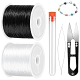 0.5mm Elastic Bracelet String, 2Rolls 397 FT Stretchy String Crystal String Bead Cord for Bracelets and Jewelry Making