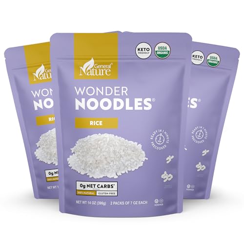 Wonder Noodles Keto Pasta Rice Shape - Zero Carbs, Gluten-Free, Kosher, Vegan, Low-Calorie -Organic Konjac Noodles - (6 Individually Sealed Packs of 7oz each)