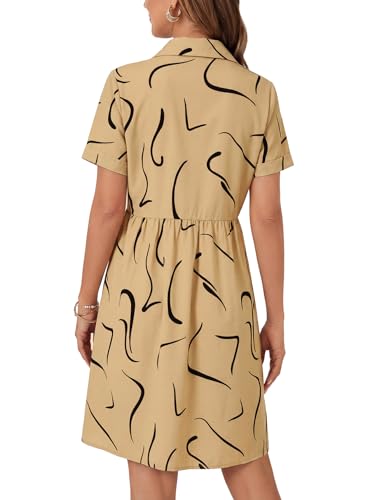 Image of Rooscier Women's Striped Shirt Dress Button Down Collared Short Sleeve Mini Dress