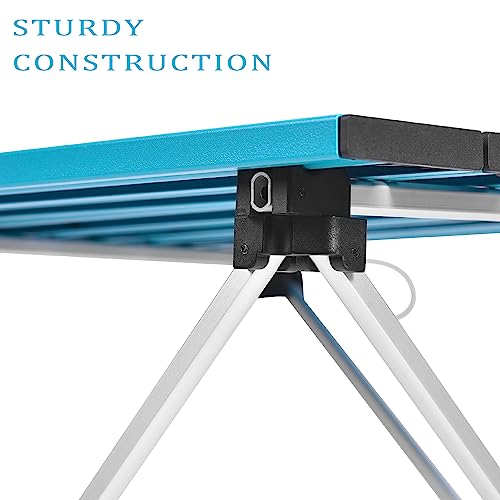 Image of Grope Small Folding Camping Table with Aluminum Table Top, Beach Table for Sand with Carrying Bag,Prefect for Outdoor, Picnic, BBQ, Cooking, Festival (Deep Blue-L)