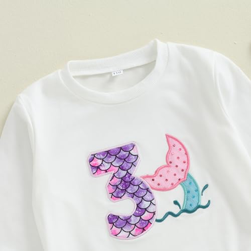 Lamuusaa Toddler Baby Girl Birthday Outfit 1st Romper 2nd/3rd/4th/5th/6th Sweatshirt Mermaid Tutu Skirts Cake Smash Outfit3