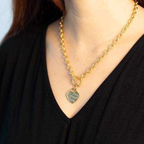 Tioneer Stainless Steel Live Laugh Love Engraved Heart Tag Charm (Bracelet/Necklace)(Stainless Steel, Gold, Rose Gold) (Gold, Set) #TOP2