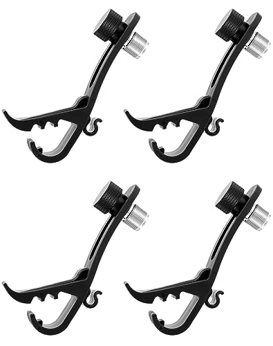 QWORK Drum Microphone Clips 4 Pack Black Metal