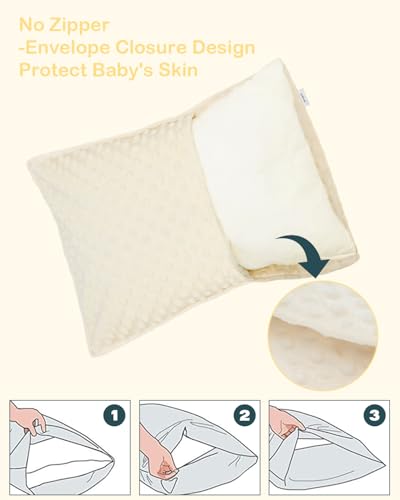 Image of ALVABABY Toddler Pillowcase Kids Pillow Cover Bean Velvet Soft Warm 2 Pack Fit 13 inchx 18 inch or 12 inchx16 inch Envelope for Girl Boy Travel