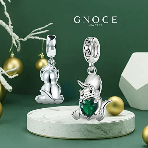 Image of GNOCE Embraces Heart Gemstone Bead Charms 925 Sterling Silver Rabbit Horse Triceratops Snake Monkey Cat Platypus Sloth Bear Pig Yak Ghost Matryoshka Doll Jewelry Gift for Women