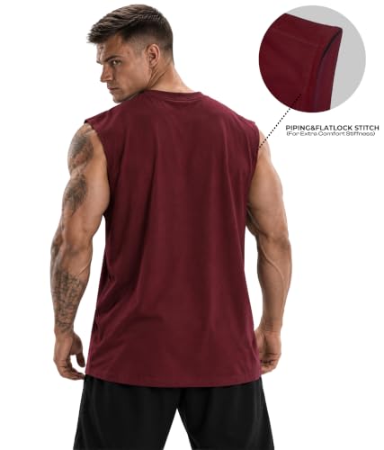 Image of SHODOX Men's 100% Cotton Tank Top | Round Neck Sleeveless Gym Vest | Loose Fit Casual Sportswear T-Shirt | Breathable & Lightweight Fitness Wear for Workout & Active Wear