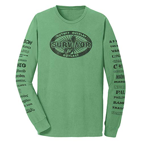 Survivor Outwit, Outplay, Outlast Locations Adult Long Sleeve T-Shirt (X-Large) Green