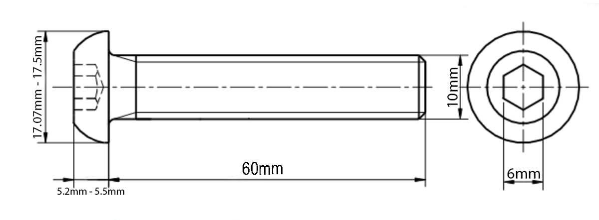 M10 (10mm x 60mm) Button Head Screws Allen Socket Bolts Screws High Tensile Steel 10.9 Zinc Grade ISO 7380-1 (Pack of 20) M09A - Image 2