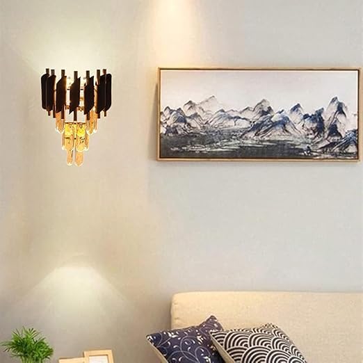 Image of Black Mamba Wall Light (Metal and Crystal), Pack of 1