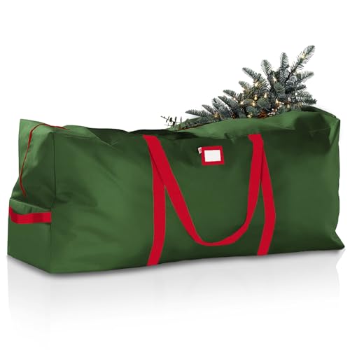 E-Smarter Bolsa Arbol De Navidad, 125x38x50cm 600d Duradera Funda Arbol Navidad Guardar Para Árboles De Navidad De 6 A 7,5 Pies Desmontables , Bolsa Almacenamiento, Verde