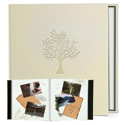 Rdylymx Large Photo Album Self Adhesive Scrapbook Album for 5x3 6x4 7x5 10x8 Pictures,40 Pages Leather Cover DIY Photo Book,Ideal Gifts for Family Travel Wedding Baby Beige