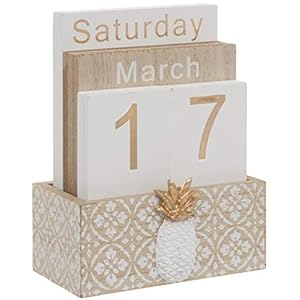 Maturi Houten eeuwigdurende kalender met ananas detaillering