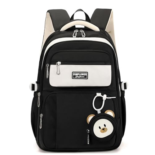 Girls Backpack Cute School Bag Set for College Middle High Elementary School Backpack for Teenagers Roomy Bookbag Set Black2
