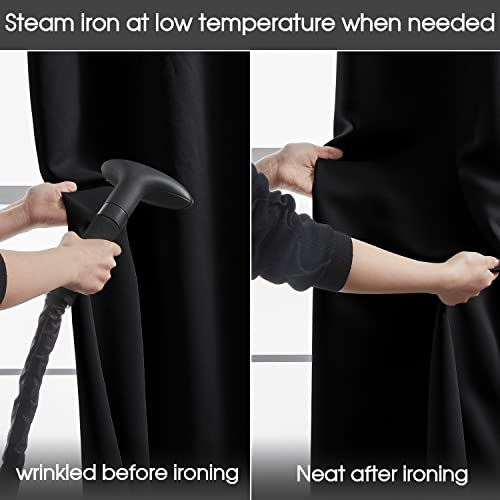 Rutterllow 2 Panels Full Light Blocking Curtains & Drapes For Bedroom - Two Layers With Black Liner Silver Metal Grommet Window Treatment Blackout Curtain(Black, 52 Inch Width X 63 Inch Length) #TOP5