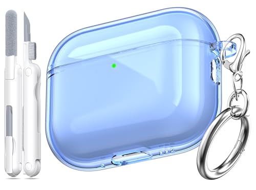 Image of for AirPods Pro 3 Clear Case 2025, Military-Grade Shockproof, Soft TPU Highly Transparent Anti-Yellowing for AirPods Pro 3 Case with Cleaning Kit & Cute Round Buckle, Clear Blue