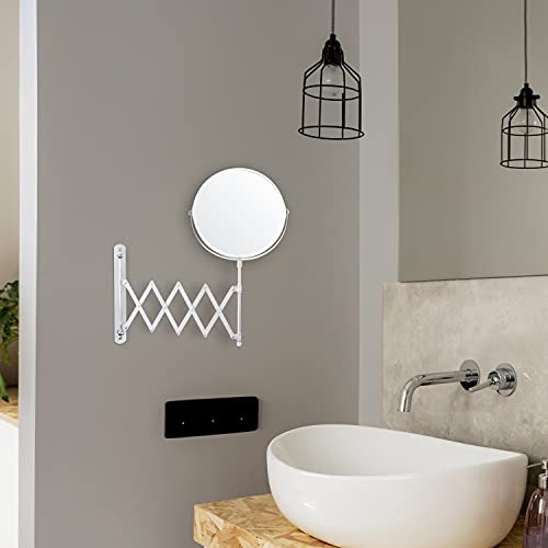 Belle Vous Chrome Muur Monteerbare Uitrekbare 360° Swivel Spiegel – 3x Versterking – 22 x 21,7 cm – Dubbelzijdig… - Image 6