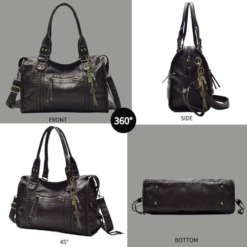 Image of Worldlyda Crossbody Bags for Women Large Tote Soft Leather Purses Washed Y2K Hobo Vintage Handbag Shoulder City Bag