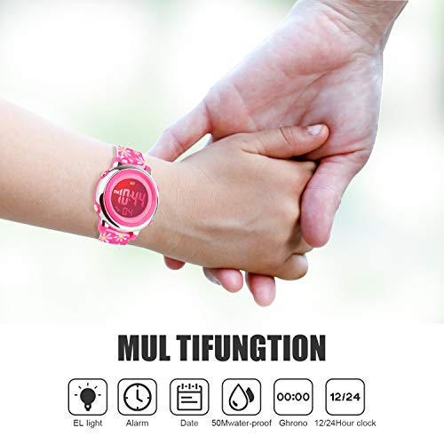 可愛いクリスマスツリーやギフトが 子供用デジタル腕時計 ボーイズ スポーツ 防水 Ledウォッチ アラーム付き腕時計 男の子 女の子 子供用 7色 ローズレッド A ボーイズ腕時計 Tomartrust Org