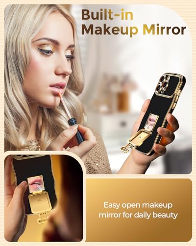 Coque de luxe iPhone 15 Pro Max avec protection et béquille miroir