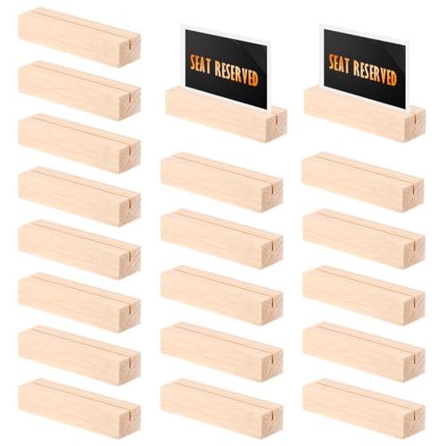 USENG 20 Piezas Soportes para Tarjetas de Madera,Titulares de Tarjetas de Madera,Soporte de Memo de Madera,Soportes de Madera,Soporte para Tarjetas de Madera,Soporte Tarjetas Madera,Madera Soporte