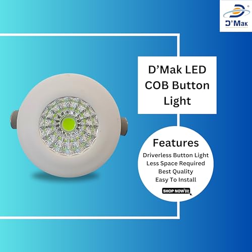 Image of D'Mak 1 Watt Round LED Button COB Green Focus Light for POP /Recessed Lighting (Green, Pack of 8)