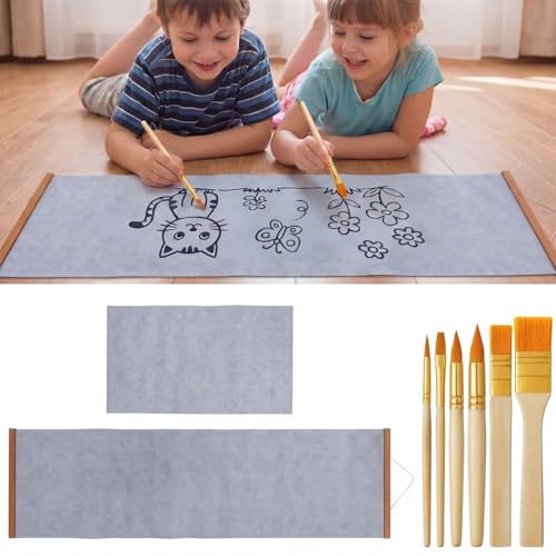 Lpxinjh 2-Piece Reusable Water Drawing Poster Set with Teak Wood Frame Mess-Free Water Doodle Mat Large Water Painting Cloths Creative Art Activity Kit for Home Use