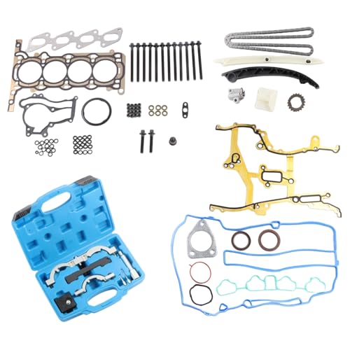 Autodevil Timing Chain Kit with Head Gasket Bolts and Locking Set Fit for Cruze 2011-2016 1.4L 1364CC 83Cu Car Engine Time Components Crankshaft Sprocket Chain Tensioner Guide with Tool Kits