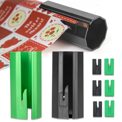 LANGNIDORIS Geschenkpapierschneider (2Rollen&6Klingen) Geschenkpapier Schneider für Rollen Wrap Slice für Rollen Geschenkpapier Cutter für Weihnachtlicher Halloween Valentinstag Geschenkpapier