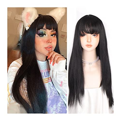 mengli-99 Wigs for Women Long Black Synthetic Hair Natural Silky