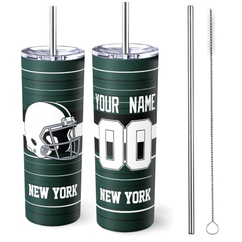Image of New York J Tumbler 20oz Travel Mug Custom Name and Number Gifts
